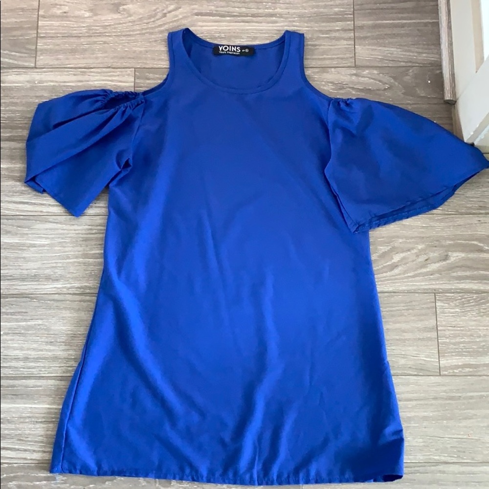 Yoins blue wide sleeve dress